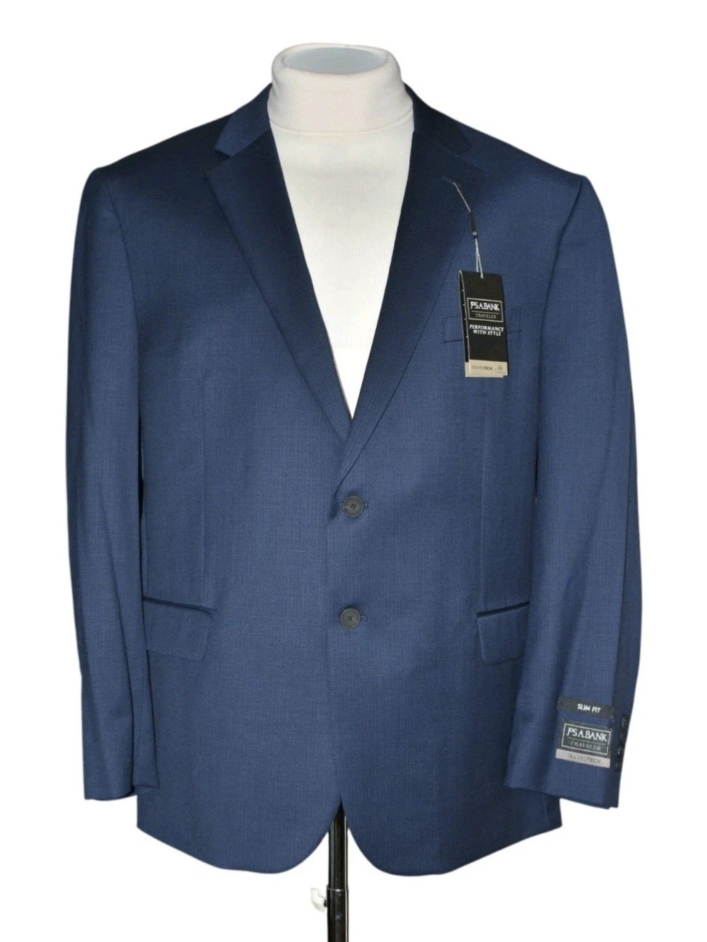 New Jos A Bank Sport Coat Blue Tone to Tone Windowpane Sport Men's 50R Slim Fit